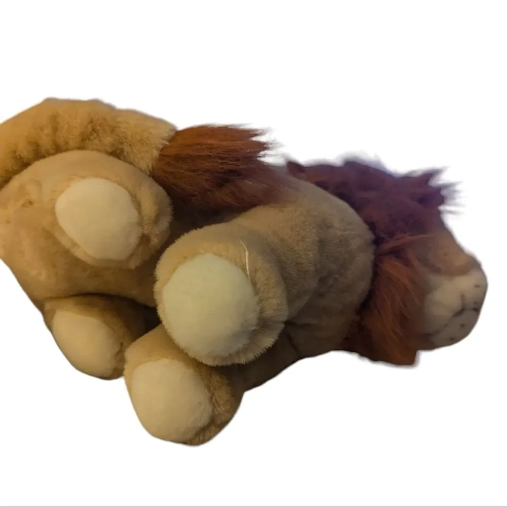 90s vintage Well-Made Lion plush‎ stuffed animal with gold crown